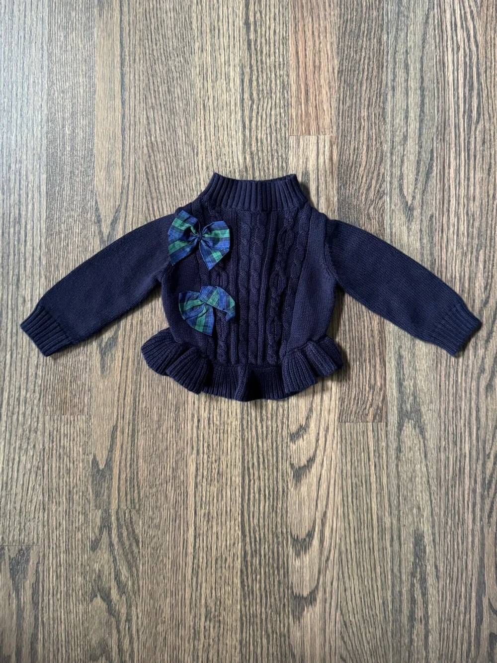 Janie and Jack Baby Girls Holiday Tartan Peplum Bow Sweater & Pants !